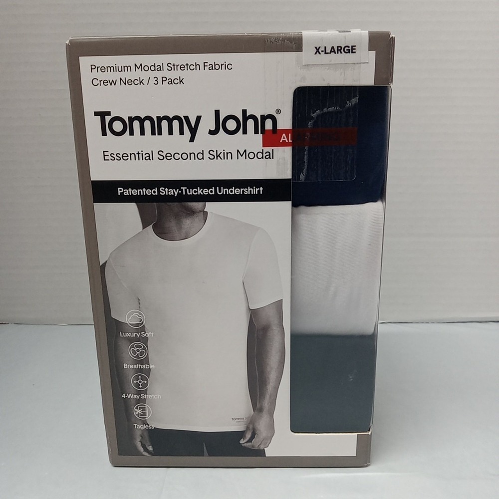 Tommy John‎ Second Skin Crew Neck Undershirt Multicolors Men's Size XL 3 Pack